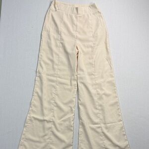 Elegant Cream Wide-Leg Women's Pants